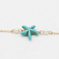 Shangjie Oem Summer Burquoise Starfish Pearl Simple Anklet Braclets Opal Anklets Mini Heart Anklets
